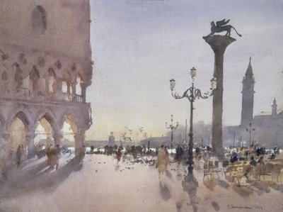 Früher Morgen, Piazzetta, Venedig, 1989 von Trevor Chamberlain